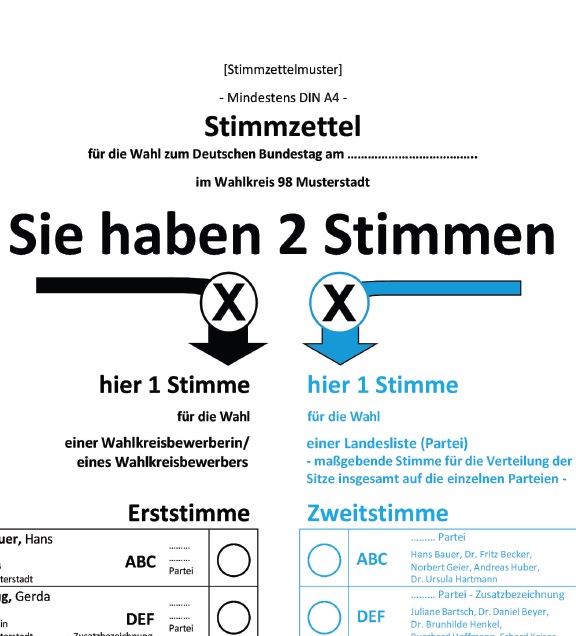 Kopfbereich des Stimmzettels zur Bundestagswahl