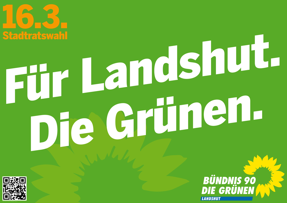 16.3. Stadtratswahl - Für Landshut. Die Grünen. - Grüner Hintergrund