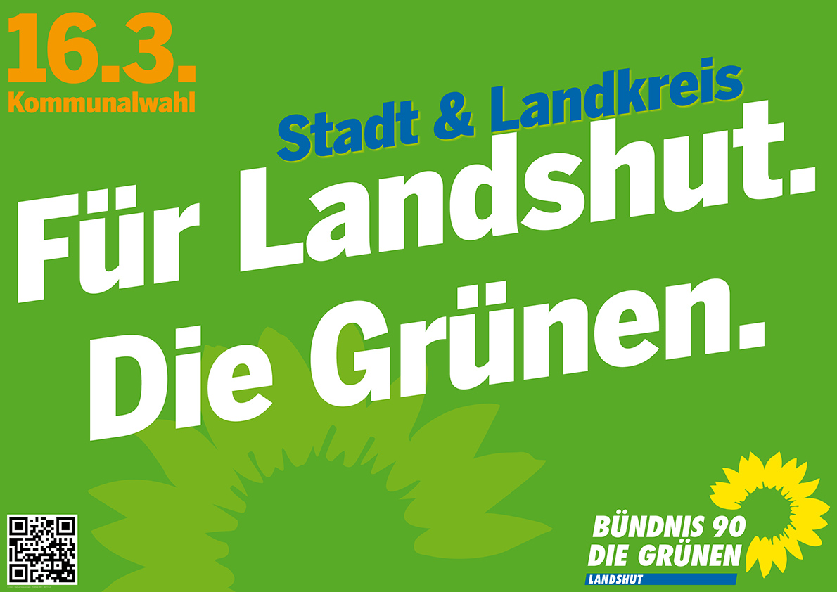 16.3. Kommunalwahl - Für Landshut. Die Grünen. Stadt und Landkreis - Grüner Hintergrund