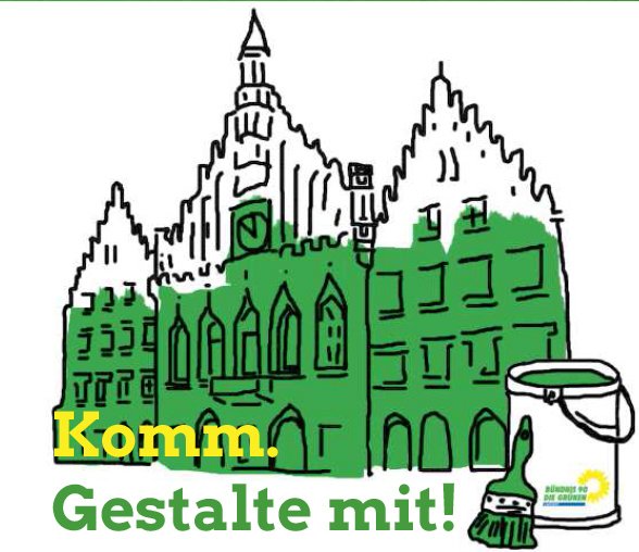 Komm. Gestalte mit! Bild: Das Landshuter Rathaus wird Grüne(er) gestrichen.