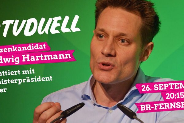 Das TV-Duell Ludwig Hartmann (Grüne) gegen Markus Söder (CSU) am 26.9.2018 um 20:15 im BR-Fernsehen