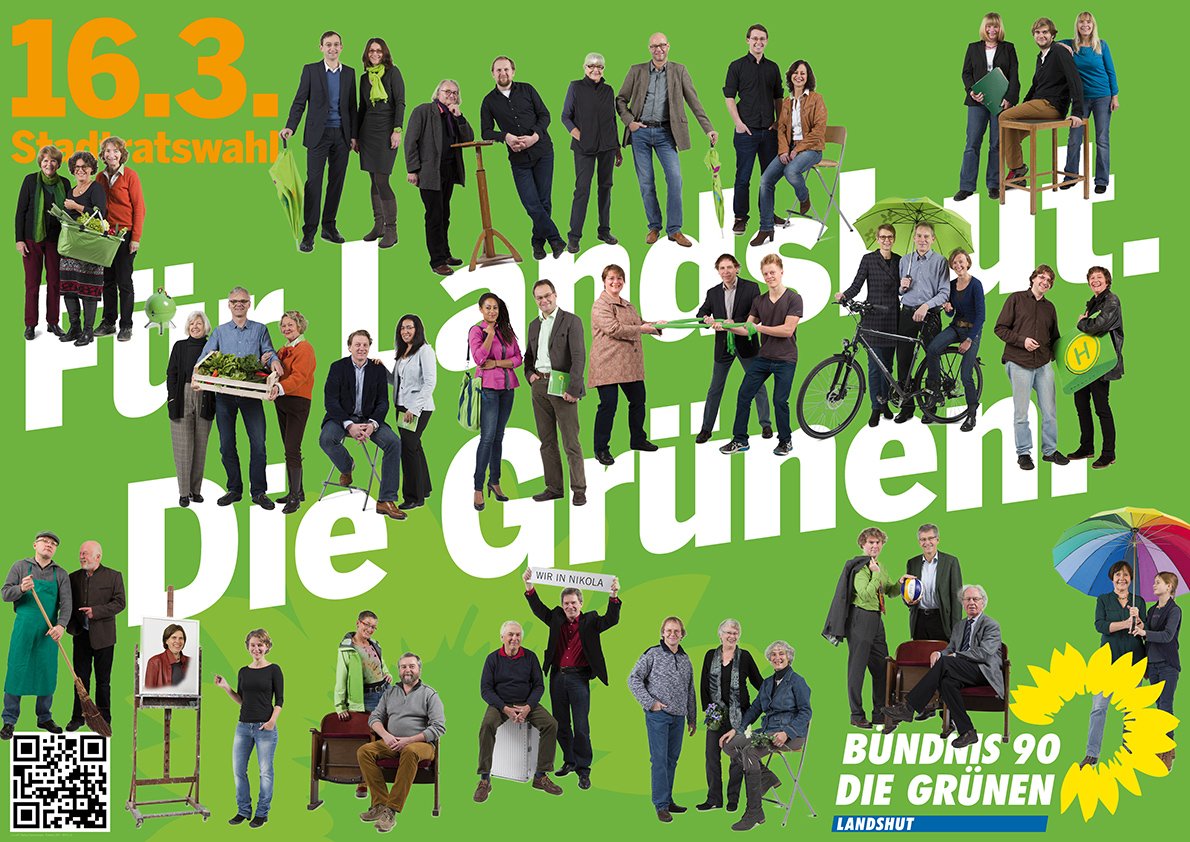 16.3. Stadtratswahl - Für Landshut. Die Grünen. - mit allen Kandidatinnen und Kandidaten in Gruppen überlagert