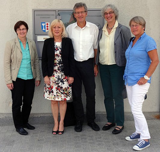 v.l.n.r.: Rosi Steinberger, MdL, Erste Bürgermeisterin Rosa Maria Maurer, Dr. Thomas Keyßner und die Mitglieder des Arbeitskreises Verkehr der Grünen aus Stadt und Landkreis Landshut, Verena Putzo-Kistner und Gisela Floegel