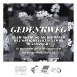 Schwarz-/Weiß-Bild mit Blumen hinter Schrift