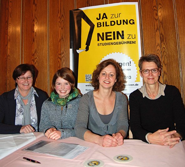 Grüne Frauenpower gegen Studiengebühren: Rosi Steinberger, Marlene Schönberger, Sigi Hagl, Hedwig Borgmann