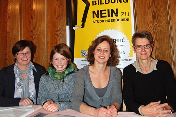 Grüne Frauenpower gegen Studiengebühren: Rosi Steinberger, Marlene Schönberger, Sigi Hagl, Hedwig Borgmann