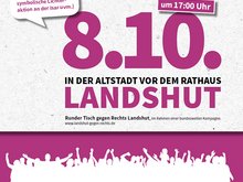 Aufruf zur Demo gegen Rassismus am 8.10.2016 ab 17 Uhr vor dem Landshuter Rathaus