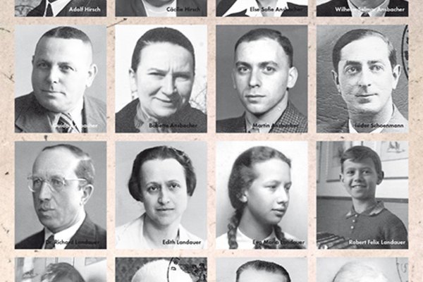 Matrix mit 4 x 4 S/W-Bildern von jüdischen Mitbürgern, die Opfer des NS-Regimes wurden