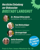 Vortragende und OB-Kandidat Christoph Rabl neben Einladungstext