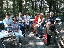 von links nach rechts: Rosi Steinberger, Kathy Mühlebach-Sturm, Hedwig Borgmann, Elke Rümmelein, Gisela Floegel, Elke März-Granda, Christian Brummer