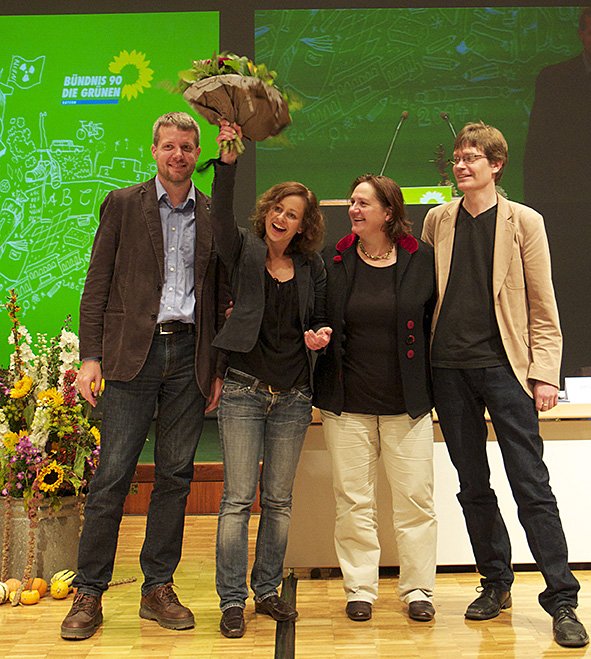 Landesvorstand der Bayerischen Grünen: (von links) Dieter Janecek, Sigi Hagl, Theresa Schopper, Sascha Müller