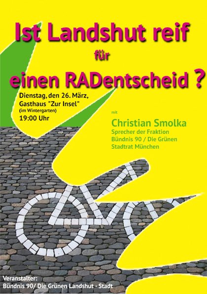 Veranstaltung am 26.3.2019 um 19 Uhr im Gasthaus zur Insel zum Thema "Rad-Entscheid"