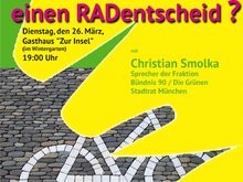 Veranstaltung am 26.3.2019 um 19 Uhr im Gasthaus zur Insel zum Thema "Rad-Entscheid"