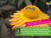 Artenschutz - Wie geht es weiter? mit Rosi Steinberger, MdL am Dienstag 13. August um 19:30 im Gasthaus Zollhaus, Innere Münchener Straße 83, 84036 Landshut