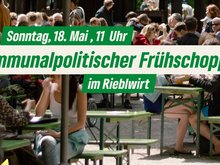 Einladungstext vor gut besuchtem Biergarten