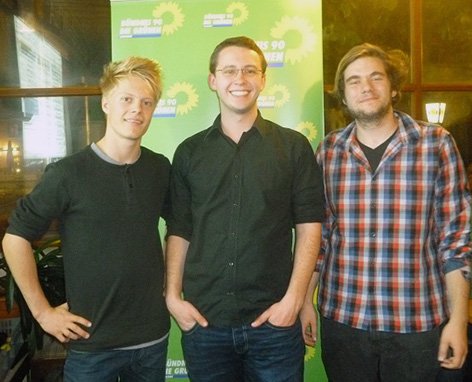 Stadtratskandidaten der Grünen Jugend Landshut (von links): Jonas Schulze, Thomas Maier, Pascal Pohl