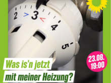 Heizungsthermostat auf "3" als mittlere, gute Einstellung zwischen warm und kalt. Veranstaltungsankündigungs-Text.