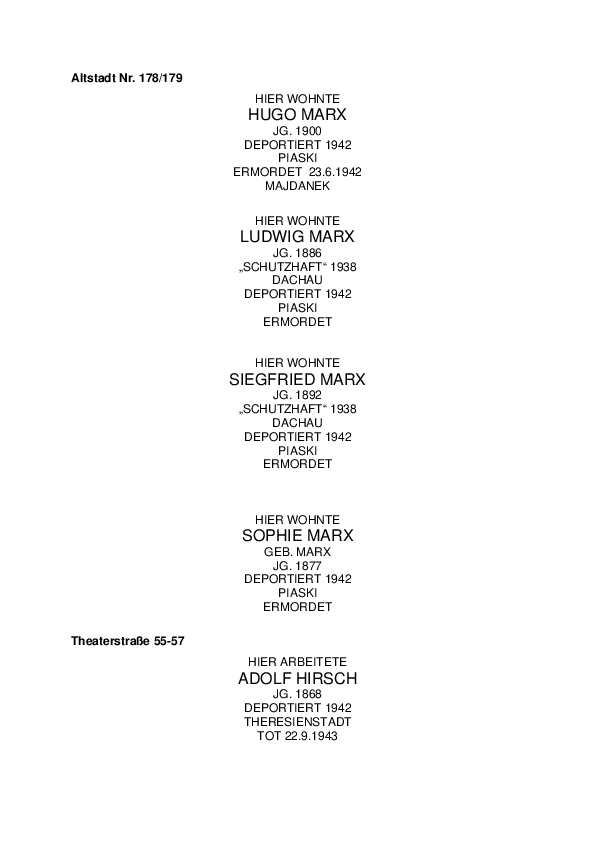 Liste der Verlegung der ersten Steine