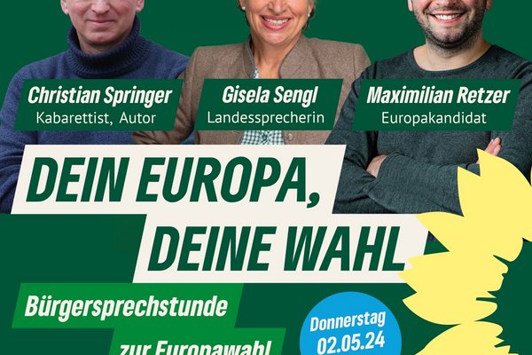 Einladungsplakat mit Christian Springer, Gisela Sengl und Maximilian Retzer