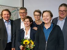 v.l.n.r.: Stefan Gruber, Fraktionsvorsitzender, Dr. Thomas Keyßner, 2. Bürgermeister, Sigi Hagl, Landesvorsitzende, Hedwig Borgmann, Kreisvorsitzende, Elke Rümmelein, Kreisvorsitzende und Dr. Thomas Gambke, scheidender Bundestagsabgeordneter