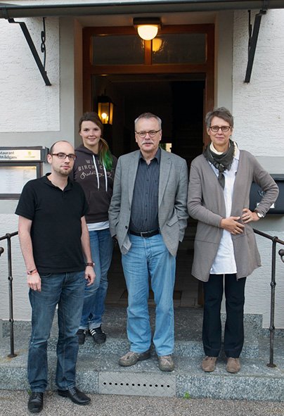 Thomas Kaind, Sabrina Grüner (Grüne Jugend), Uwe Kekeritz (MdB), Hedwig Borgmann (Vorstandssprecherin KV-Landshut)