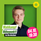 Landtagskandidat Johannes Hunger vor grünem Hintergrund